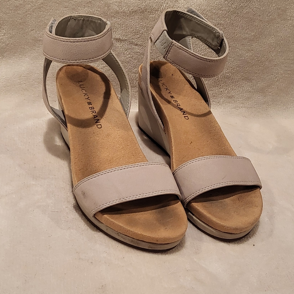 Lucky Brand Miav Ankle Wedge Sandals.